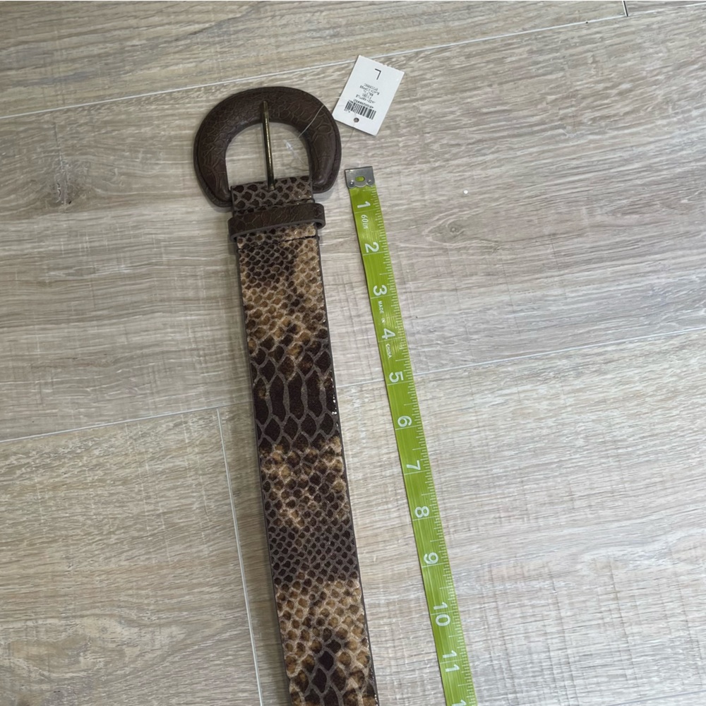 CHICOS real leather crocodile pattern belt brown tan - Picture 9 of 11